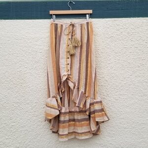 NWOT Z&L high-low warm tone striped skirt with metallic threading medium